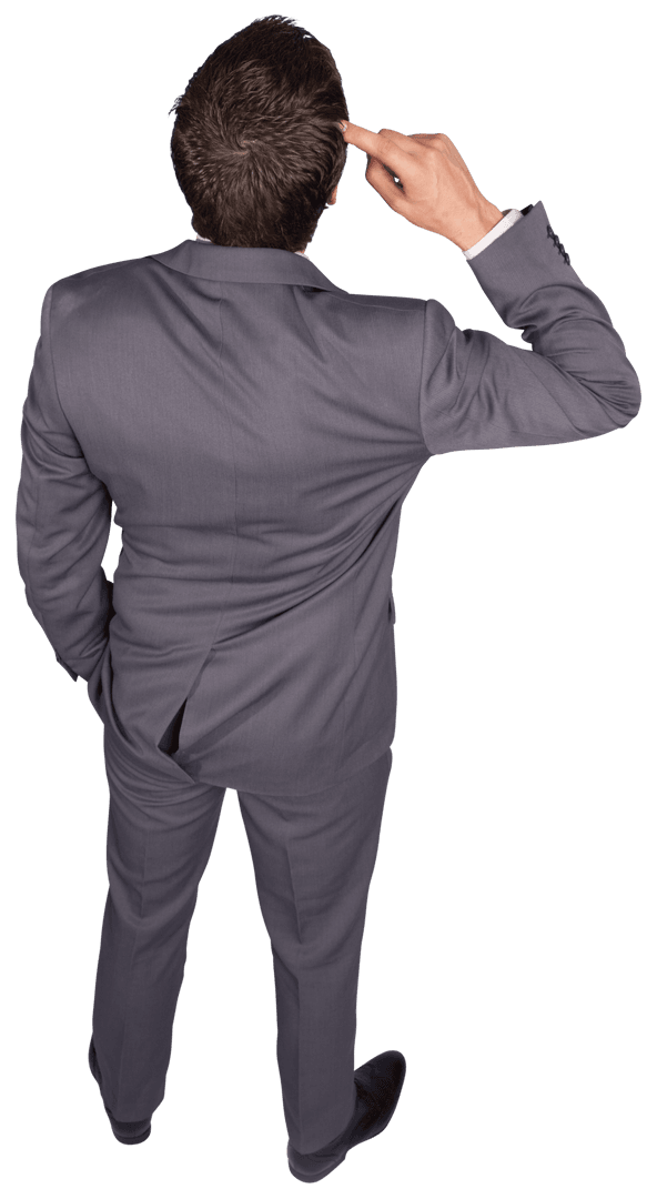 Contemplative Businessman Isolated on Transparent Background