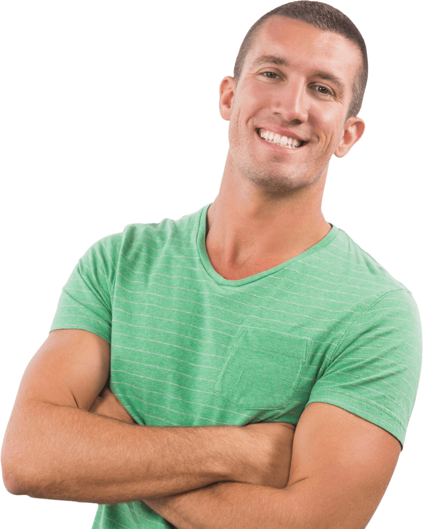 Confident Young Man Smiling on Transparent Background