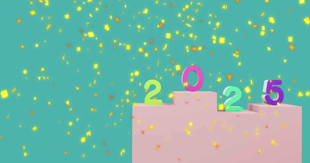 Festive New Year 2025 Celebration with Vibrant Confetti