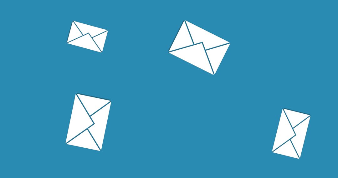 Floating Emails on Blue Background Indicating Communication