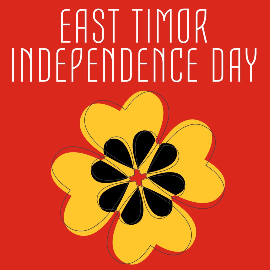 East Timor Independence Day Celebration Graphic with Yellow Flower