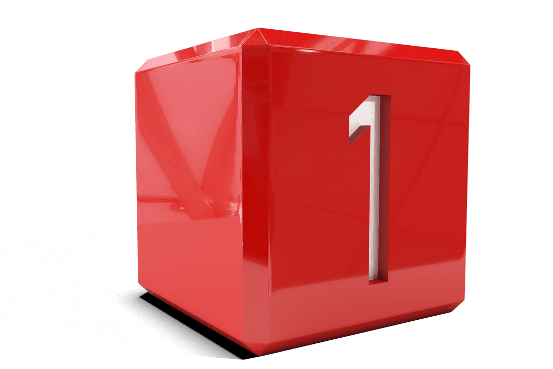 Glossy Red Cube with Number One on Transparent Background - Download Free Stock Images Pikwizard.com