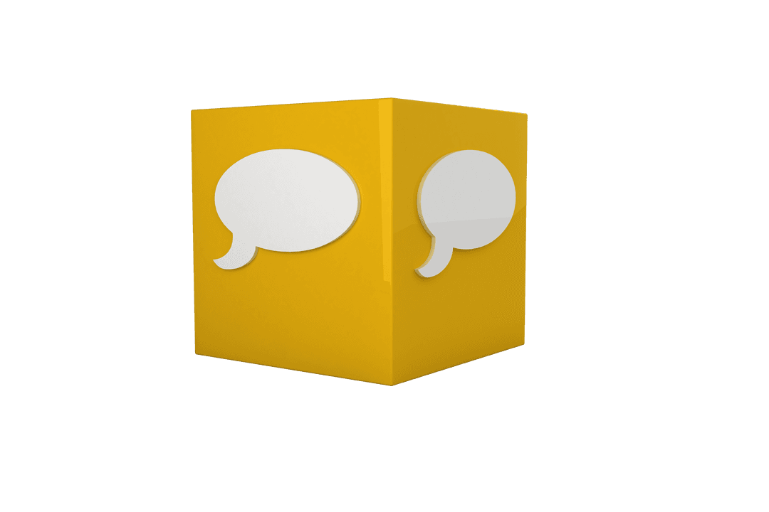 Yellow Brick with Speech Bubble Graphics on Transparent Background