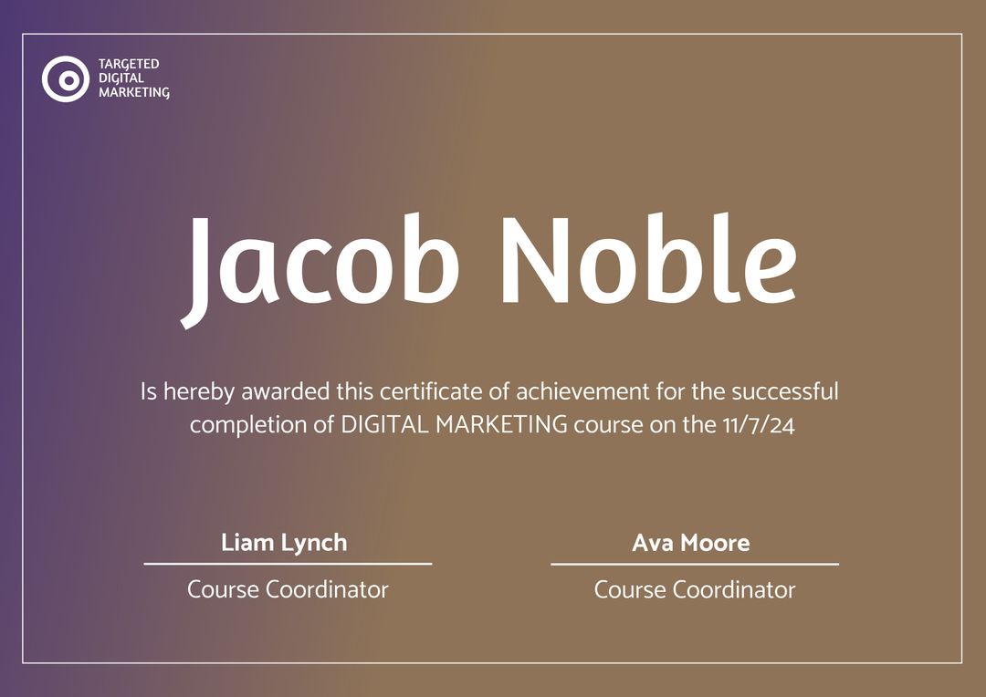 Elegant Digital Marketing Certificate with Gradient Background - Download Free Stock Templates Pikwizard.com