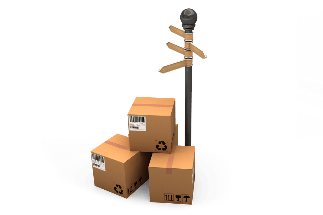 Transparent Parcels Near Road Signpost