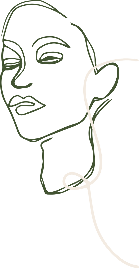 Minimalist Continuous Line Face Outline on Transparent Background