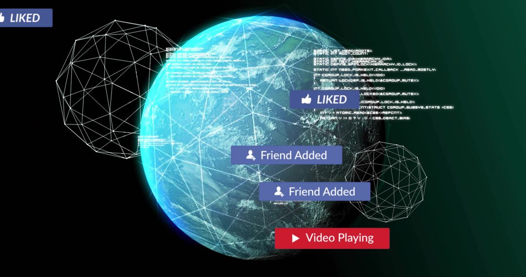 Digital Earth with Notifications and Code in Futuristic Interface