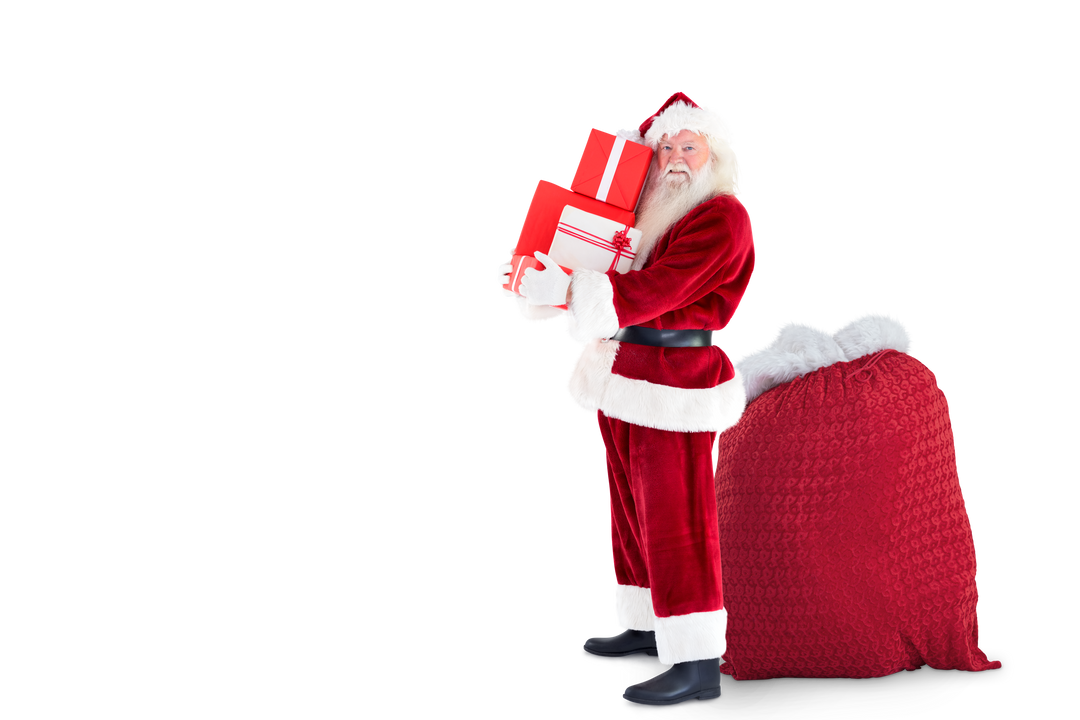 Transparent Santa Claus Holding Holiday Gifts Perfect for Christmas Preview - Download Free Stock Images Pikwizard.com