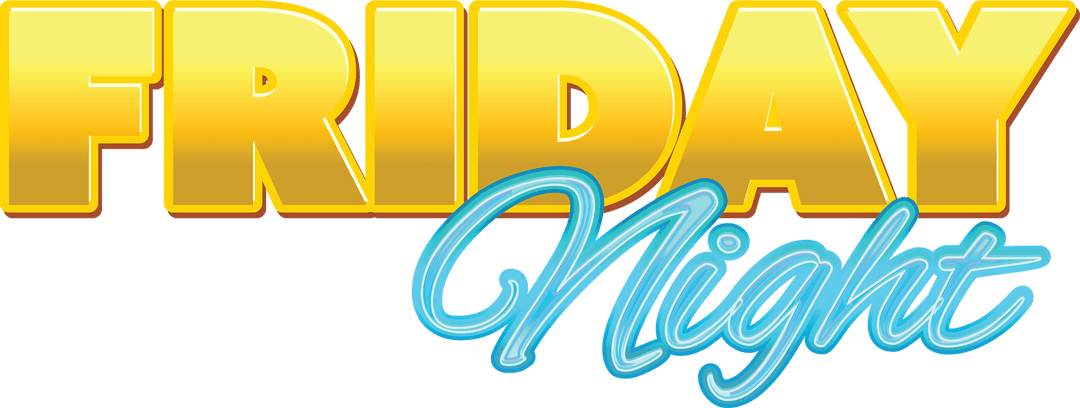 Golden and Blue Friday Night Text on Transparent Background