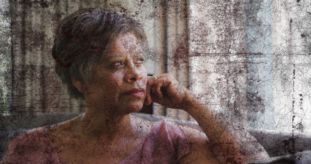 Senior Woman Contemplating COVID-19 Struggles at Home