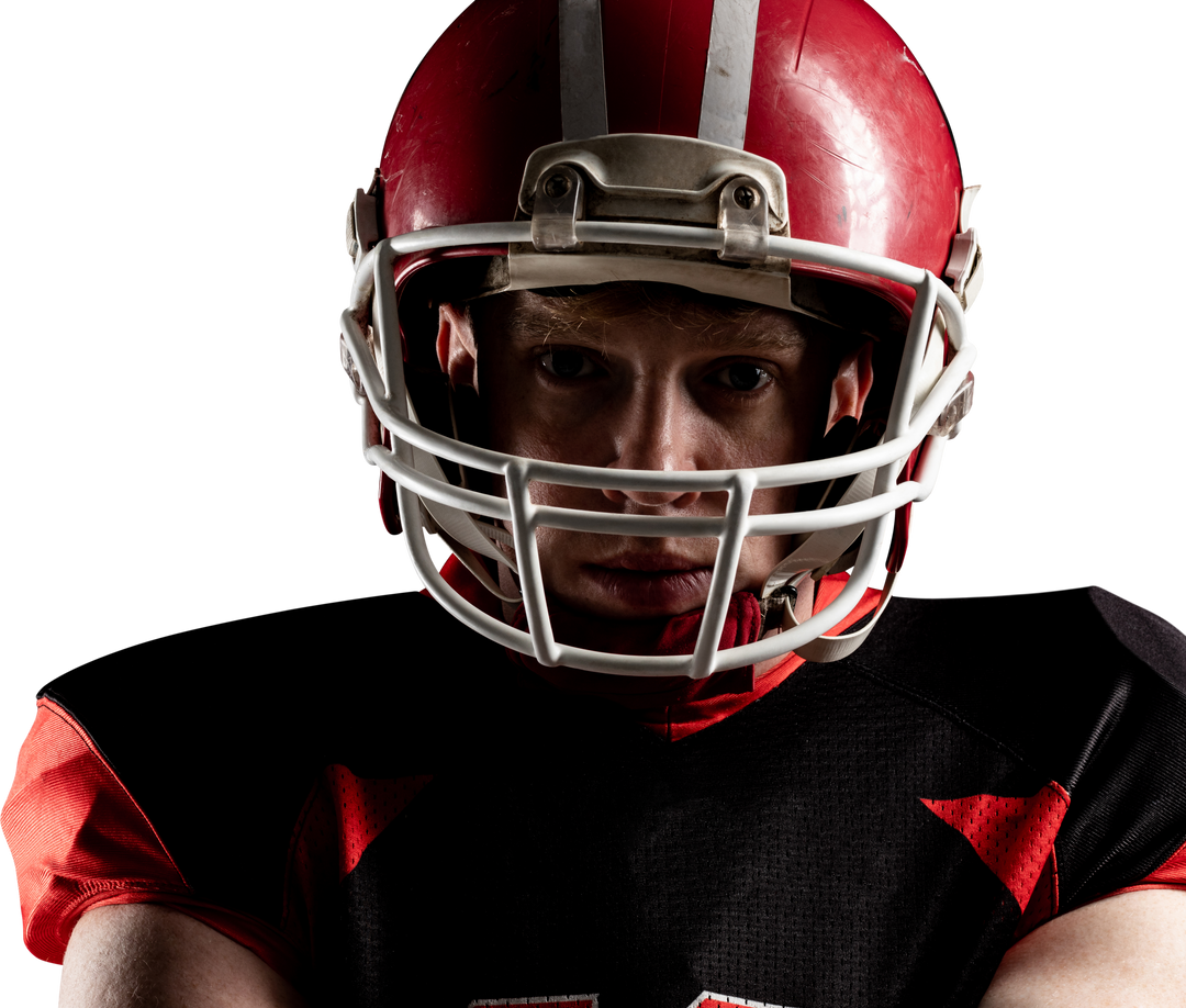 Close-up of American Football Player with Red Helmet on Transparent Background - Download Free Stock Images Pikwizard.com