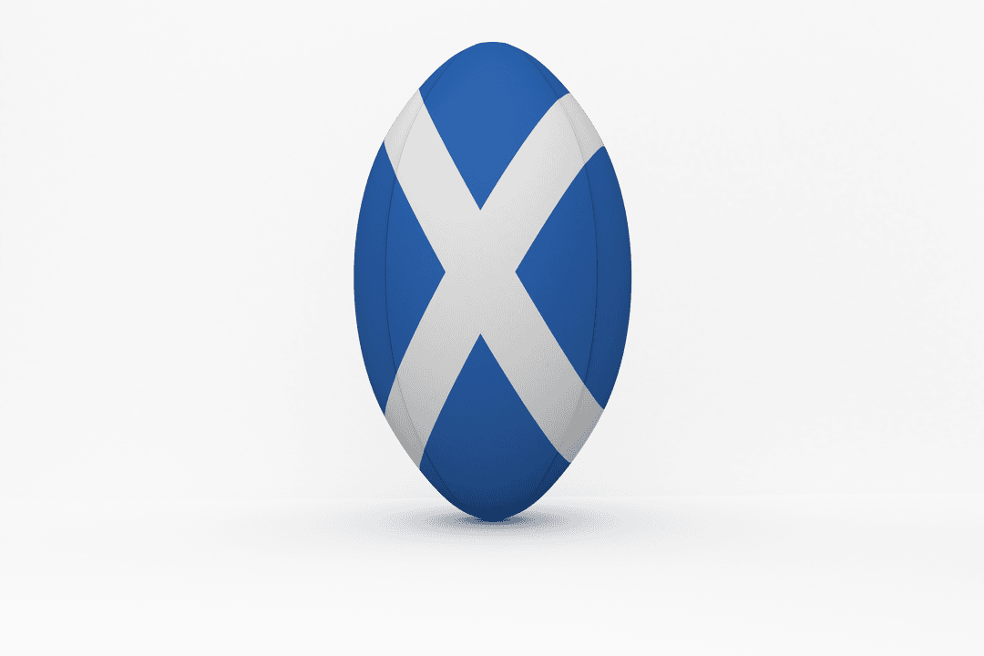 Scottish Flag Rugby Ball on Transparent Background