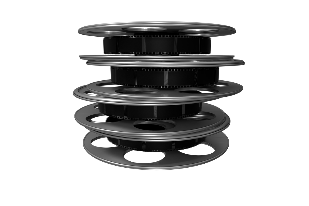 Close-up of Stacked Transparent Film Reels Floating - Download Free Stock Images Pikwizard.com