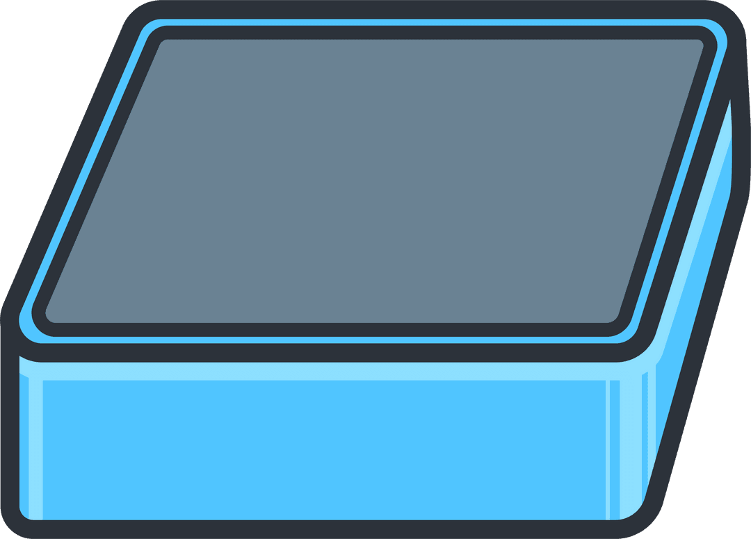 3D Blue Box with Gray Top on Transparent Background