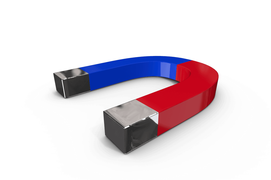 Clipart of U-Shaped Blue and Red Magnet on Transparent Background