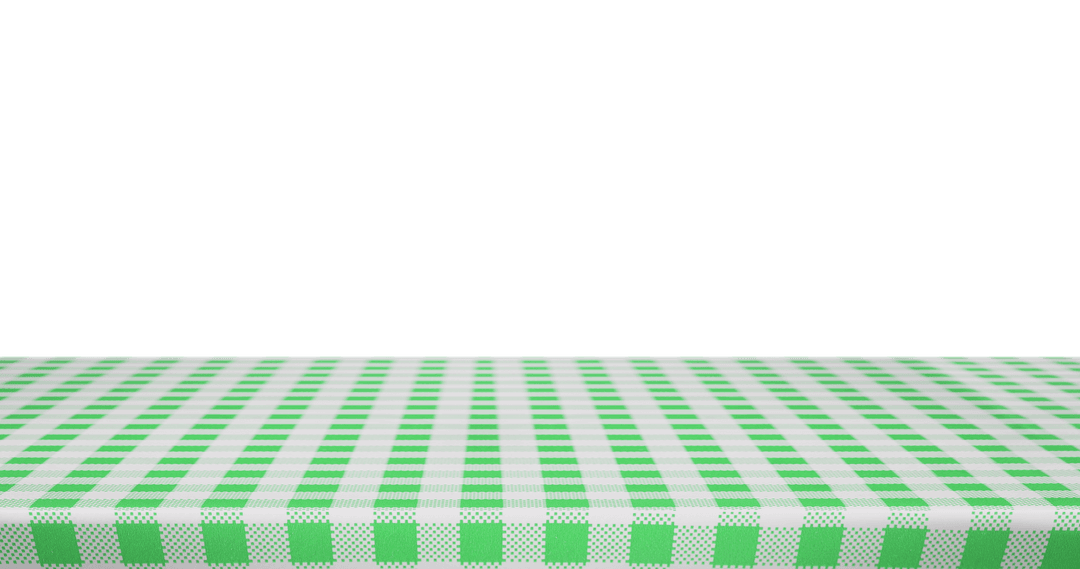 Green Checked Tablecloth with Transparent Background for Creative Design