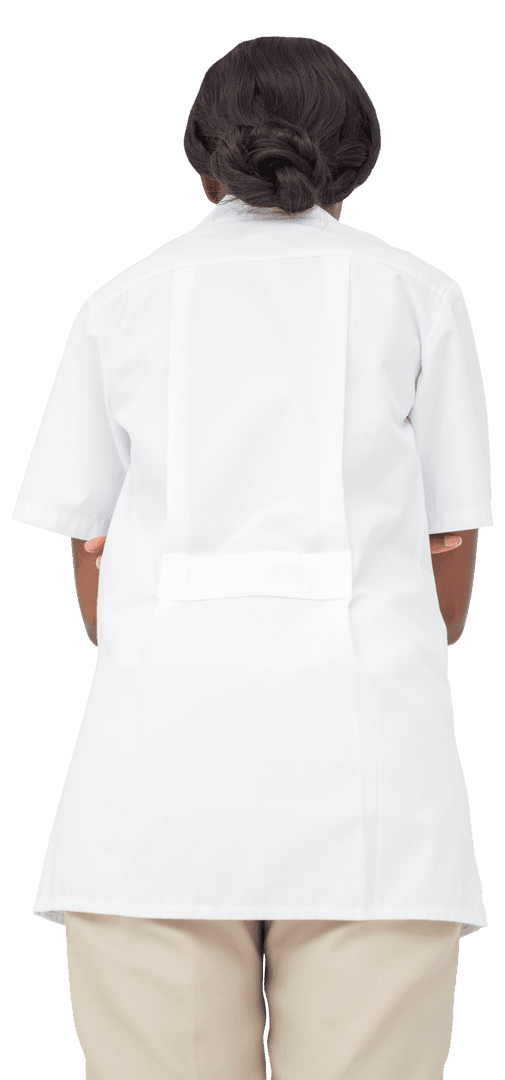 Back View of Nurse in White Uniform with a Transparent Touch