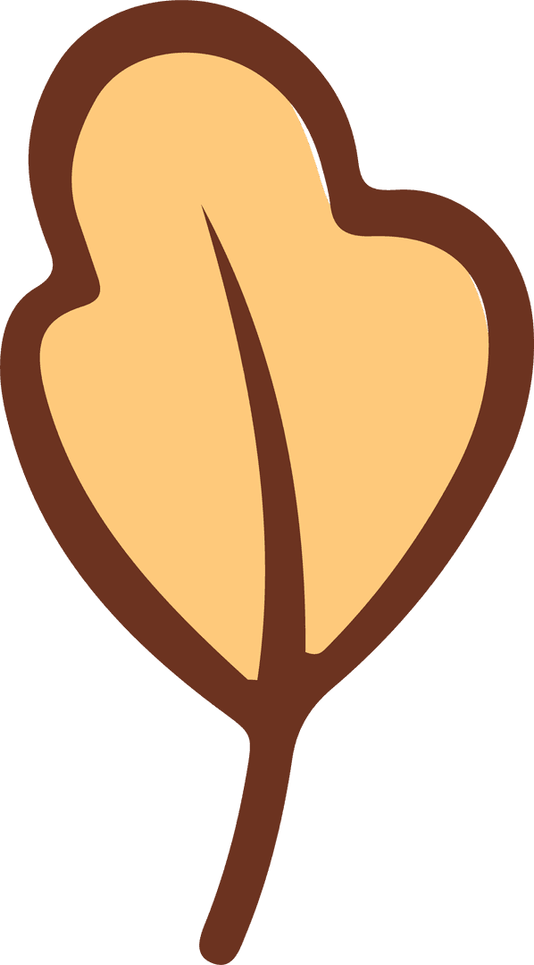 Flat-Style Leaf Icon with Bold Brown Outline on Transparent Background