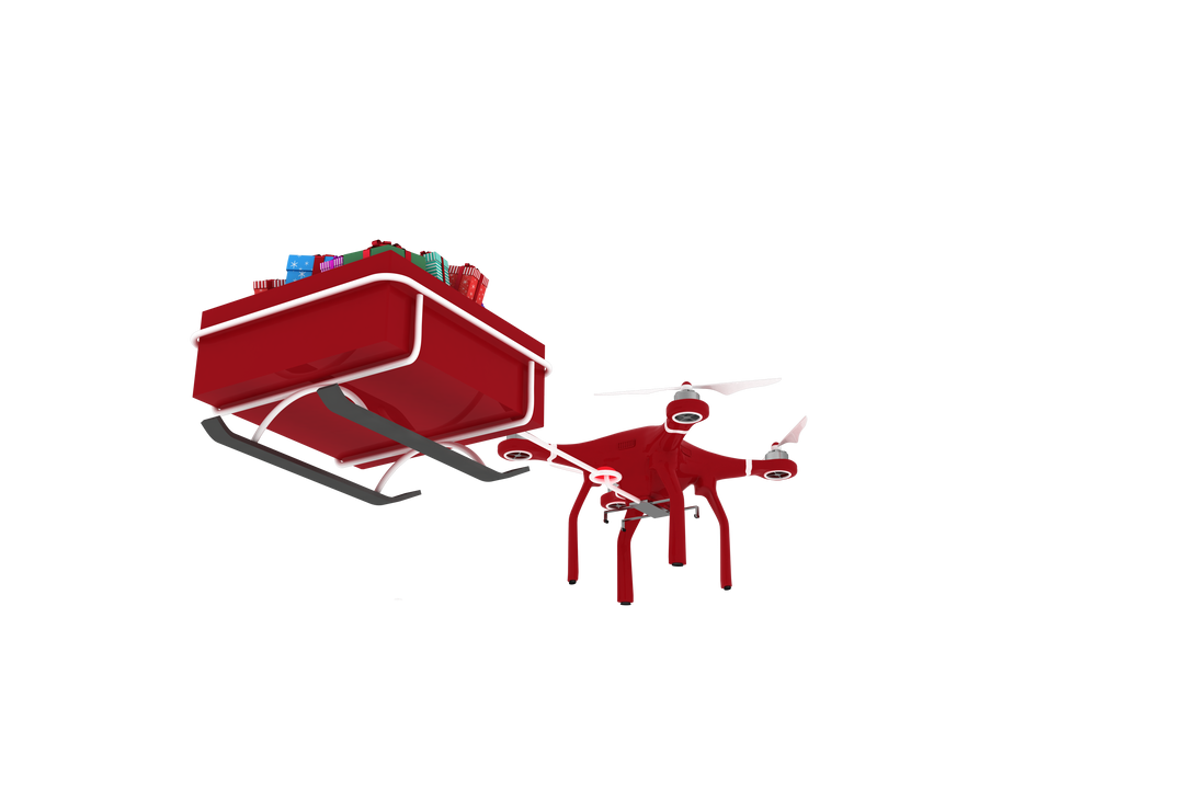 Transparent drone pulling Christmas sleigh with gifts isolated - Download Free Stock Images Pikwizard.com