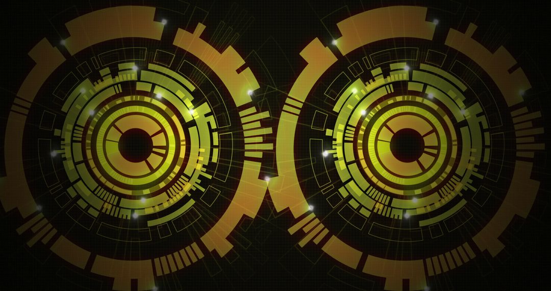 Futuristic Digital Interface Circles with Light Effects