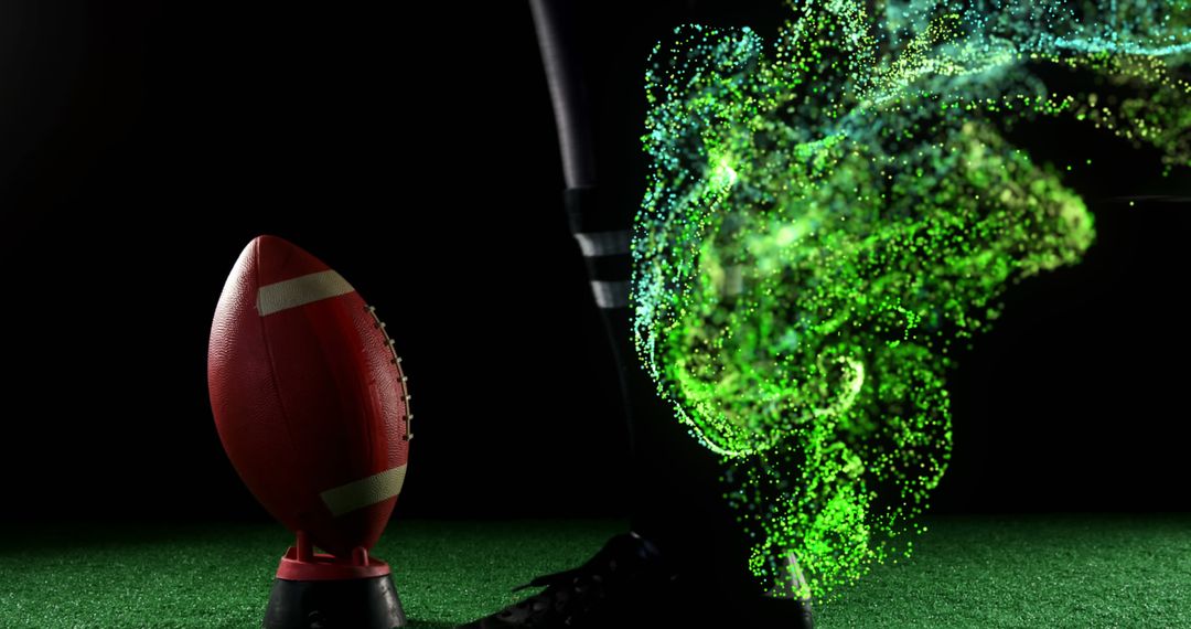 Football Kick with Spectacular Green Particle Effect - Free Images, Stock Photos and Pictures on Pikwizard.com