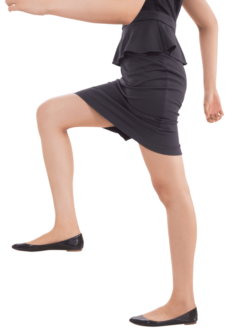 Businesswoman's Transparent Step in Professional Attire