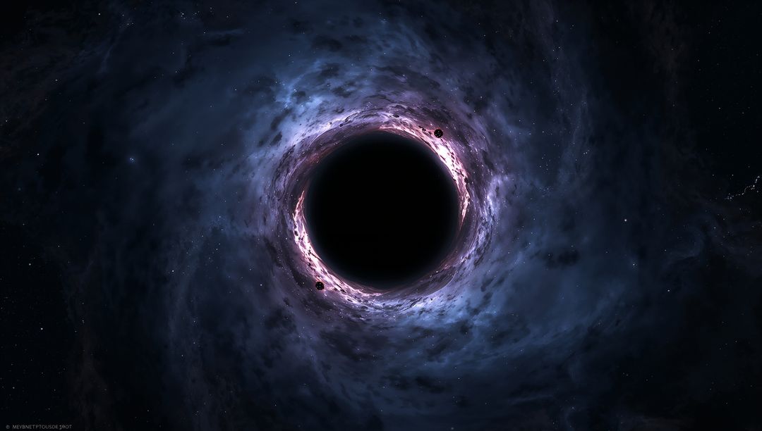 Glowing Cosmic Black Hole with Accretion Disk in Deep Space