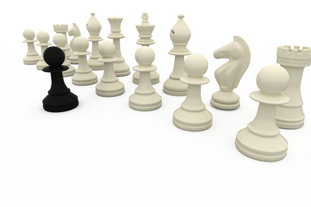 Transparent Chess Pieces with Single Black Pawn Facing White - Download Free Stock Images Pikwizard.com