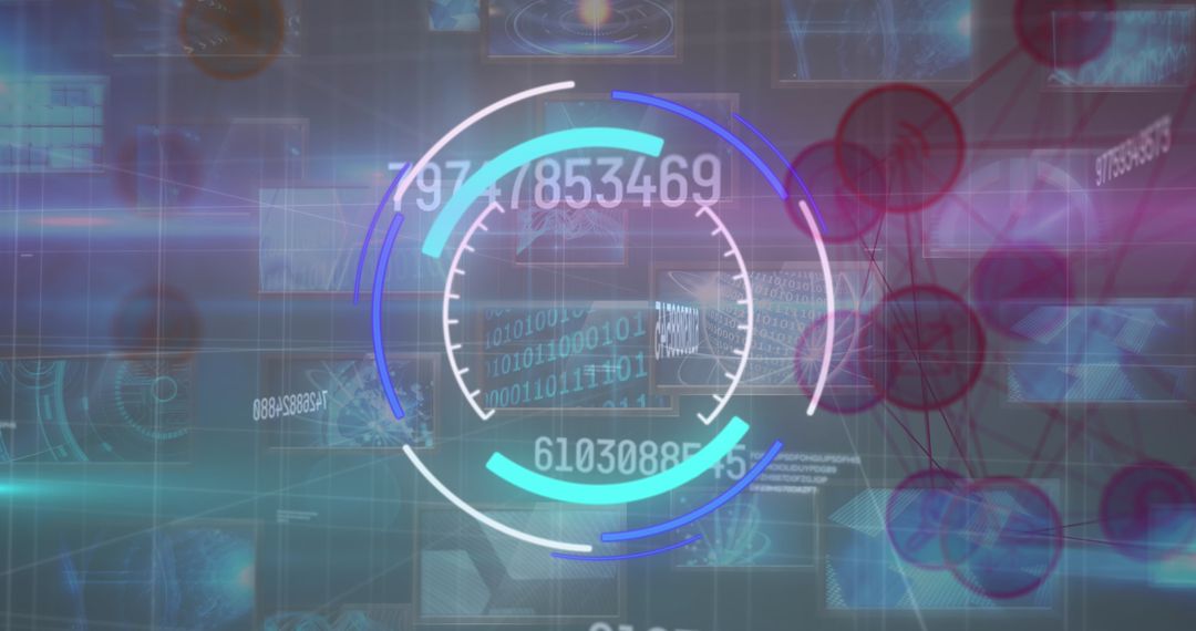 Futuristic Digital Interface with Financial Data Visualization