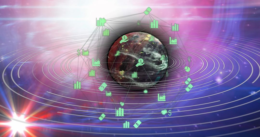Global Data Connections and Networking Conceptual Illustration