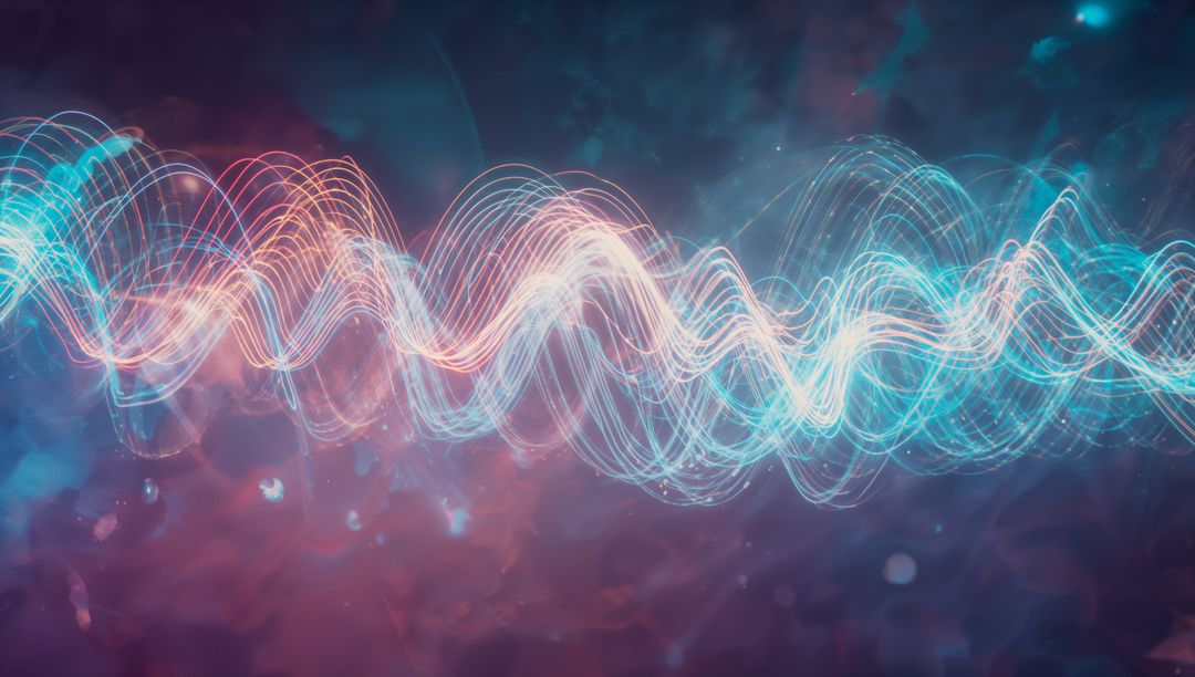 Vibrant Neon Light Waves in Cosmic Digital Space