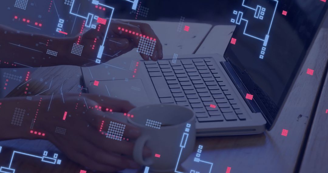 Data Visualization Concept with Hands on Laptop Keyboard