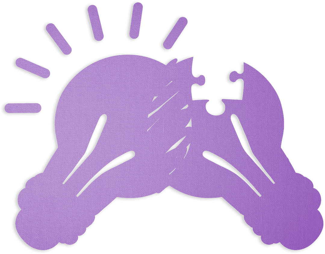 Purple Lightbulbs Design with Puzzle Piece on Transparent Background