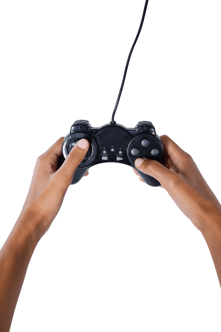 Hands Holding Wired Video Game Controller Transparent Background