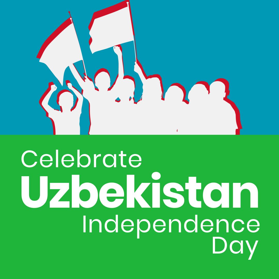 Uzbekistan Independence Day Celebration with Waving Flags