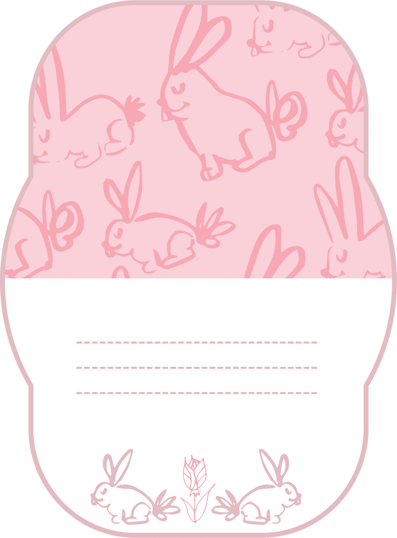 Cute Pink Bunny Vector Tag on Transparent Background