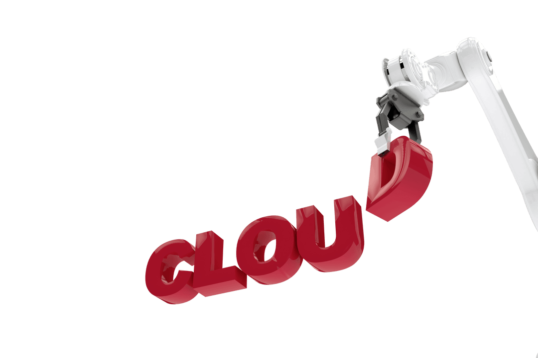 Transparent Cloud Text with Robotic Arm