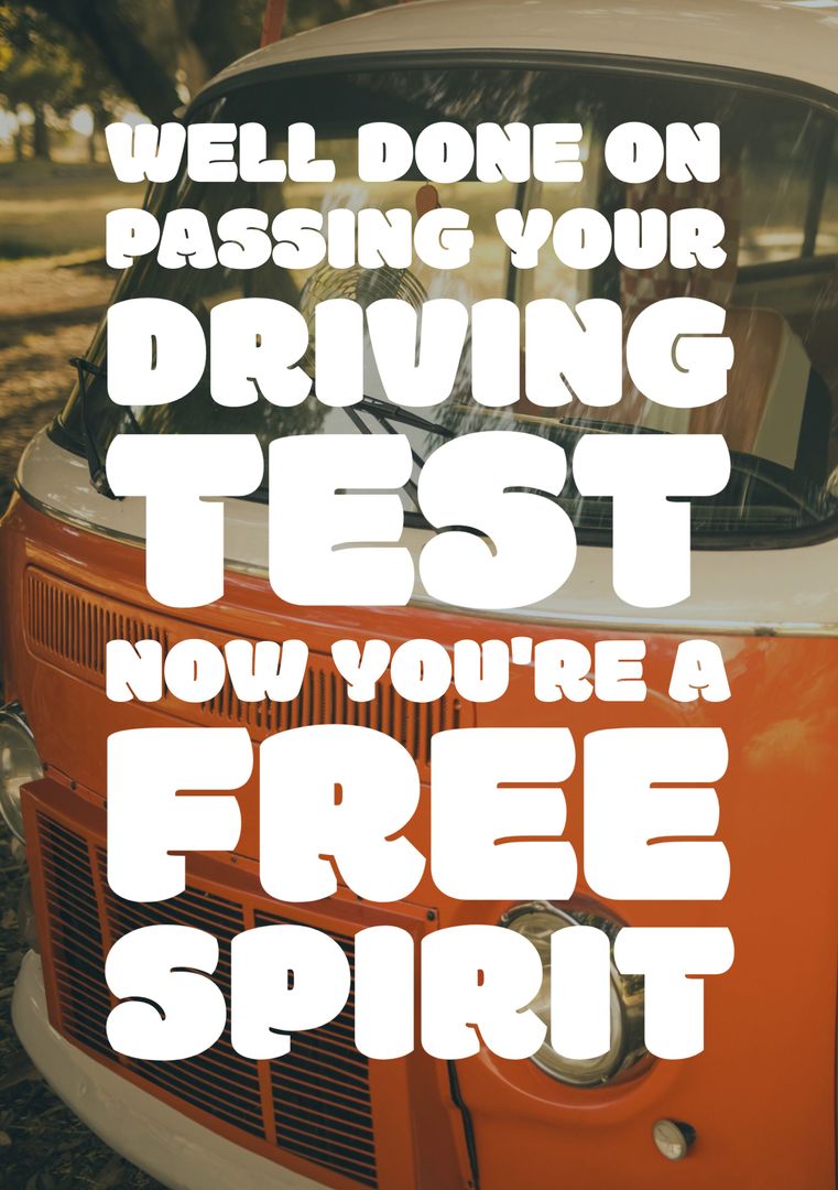 Retro Congratulatory Card for Driving Test Success - Download Free Stock Templates Pikwizard.com