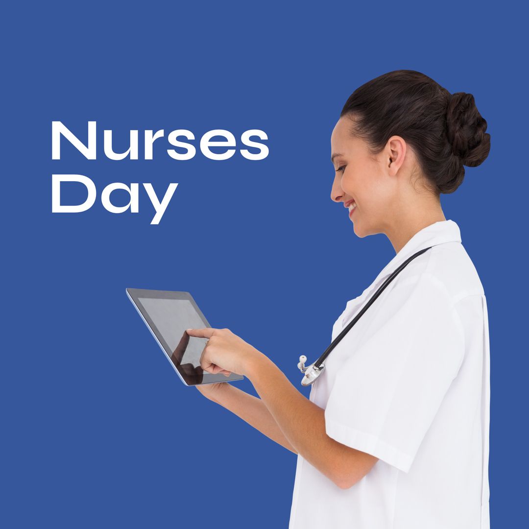 Smiling Nurse Using Tablet Celebrating Nurses Day