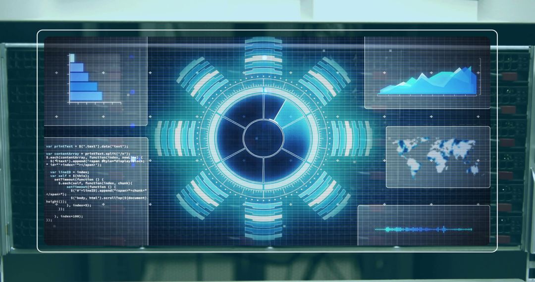 digital interface with graph analysis in server room - Free Images, Stock Photos and Pictures on Pikwizard.com