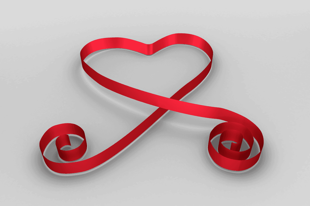 Red Ribbon Shaped Heart Illustration Transparent Background Design