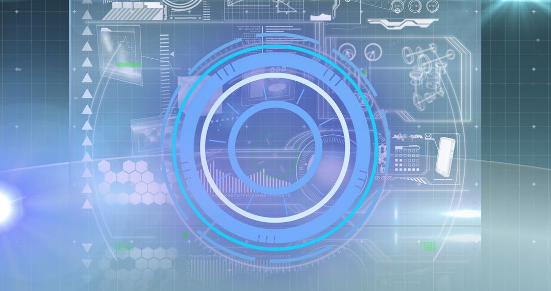 Futuristic Digital Interface with Graphs and Radar Overlay