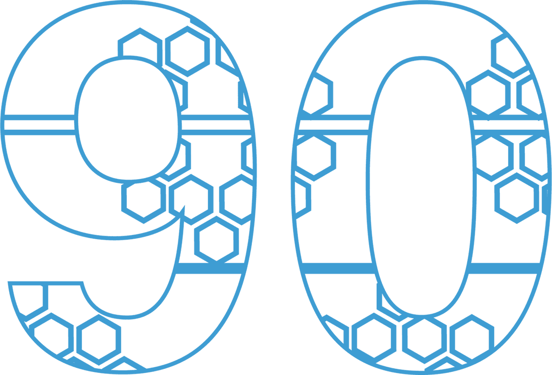 Transparent Blue Number 90 with Geometric Decor Elements
