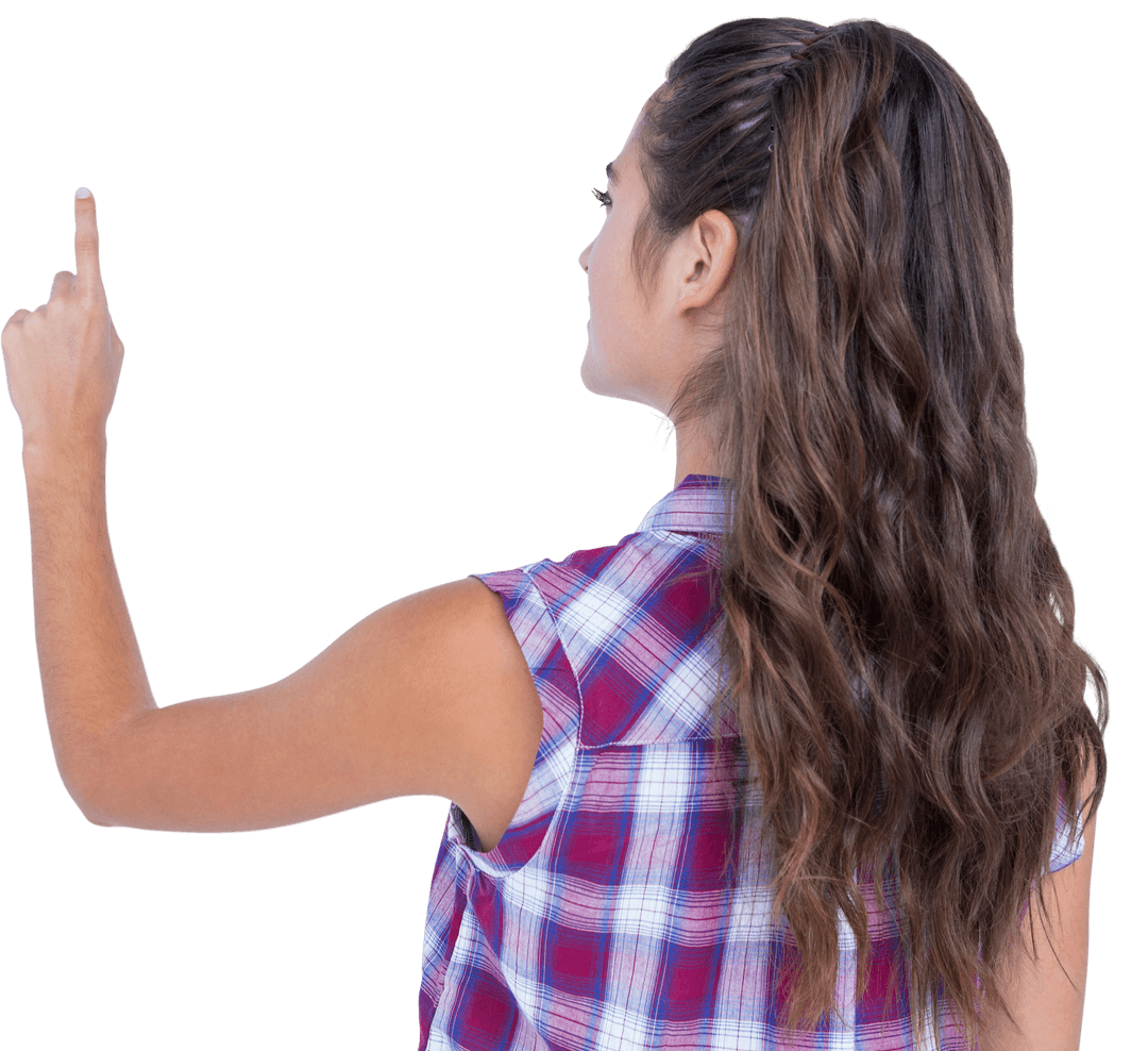 Transparent Back View Woman Pointing Her Finger