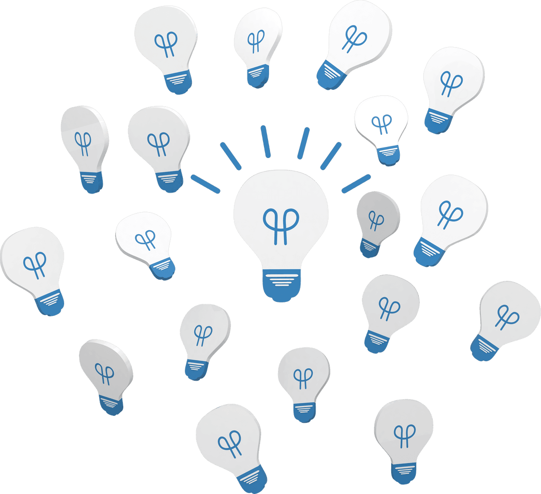 Cluster of Transparent Inspiration Light Bulb Icons