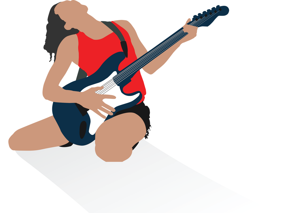 Transparent Graphic Guitarist Woman Performing Passionately - Download Free Stock Images Pikwizard.com