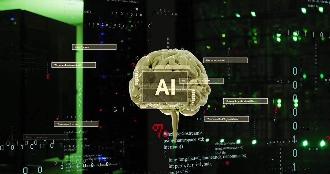 Artificial Intelligence Brain with Digital Data Overlay - Free Images, Stock Photos and Pictures on Pikwizard.com