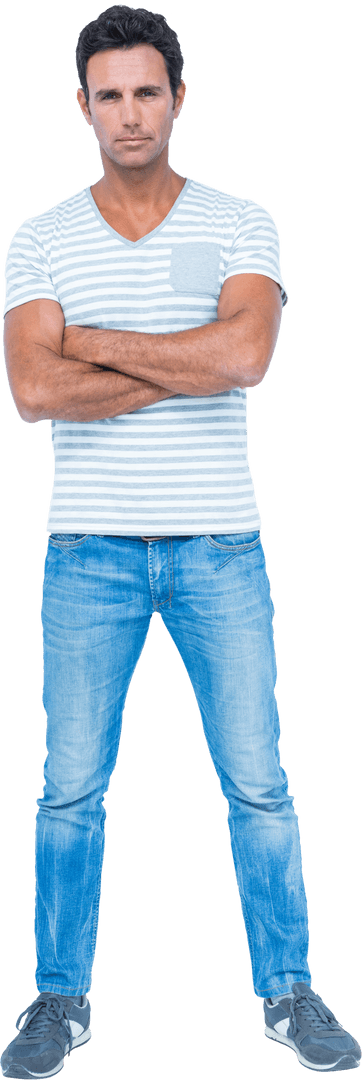 Transparent image of confident man in casual cross-armed pose