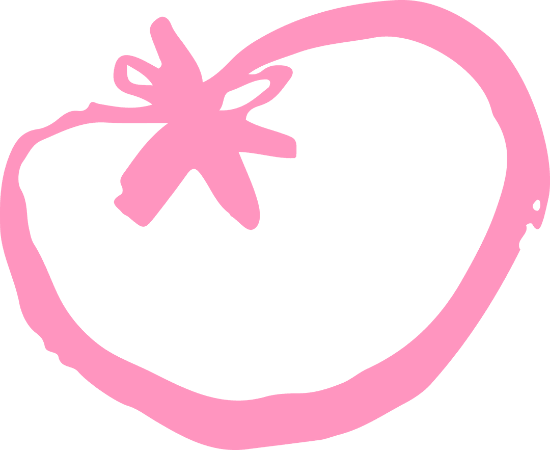 Hand-drawn Strawberry Doodle in Pink on Transparent Background