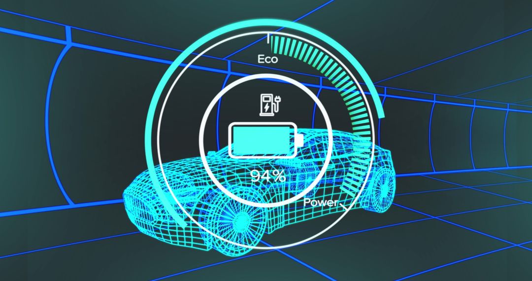 Electric Car Project with Battery Graph and Eco Power Indicator